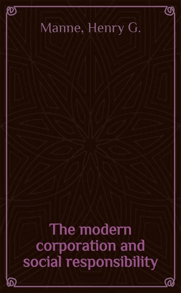 The modern corporation and social responsibility