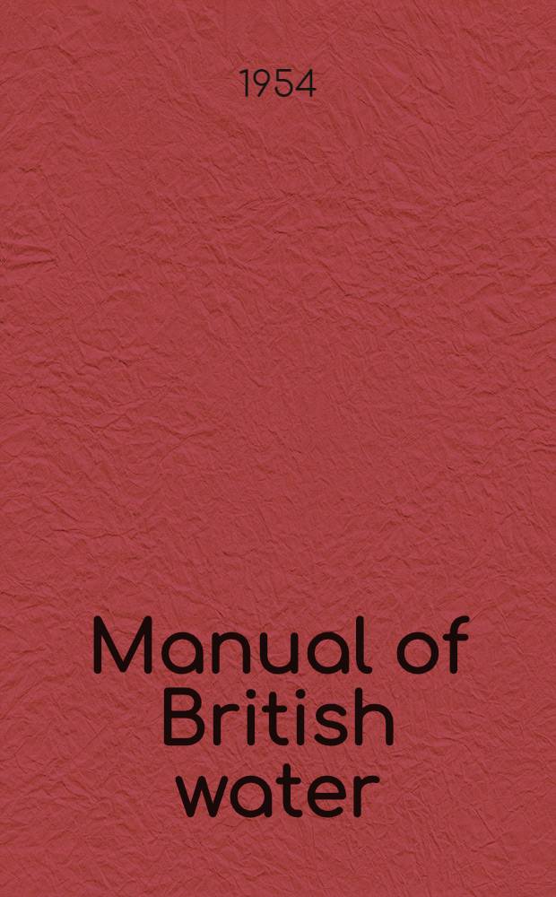 Manual of British water : Supply practice