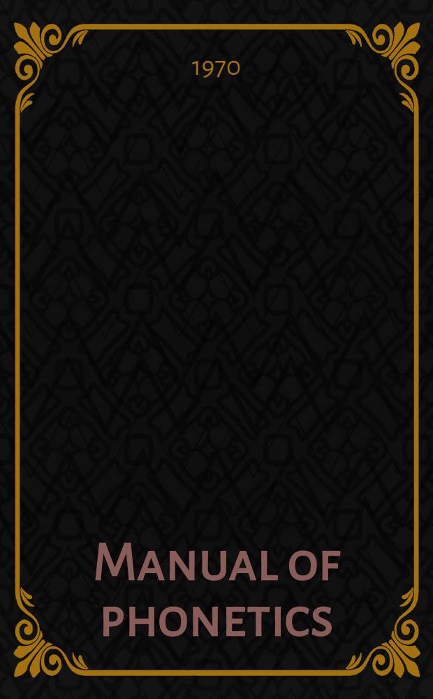 Manual of phonetics