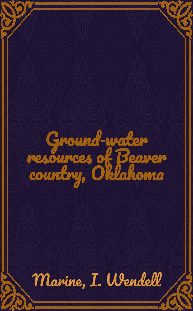 Ground-water resources of Beaver country, Oklahoma