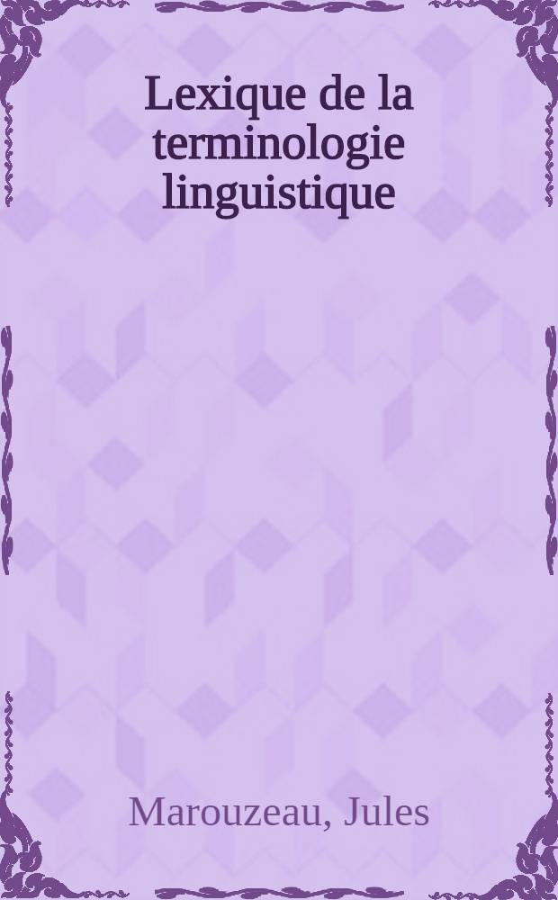 Lexique de la terminologie linguistique