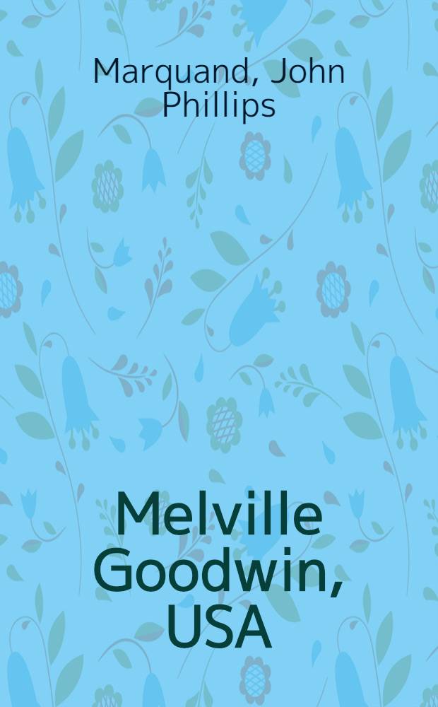 Melville Goodwin, USA : A novel