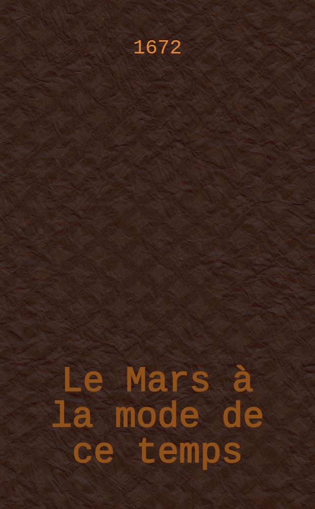 Le Mars à la mode de ce temps