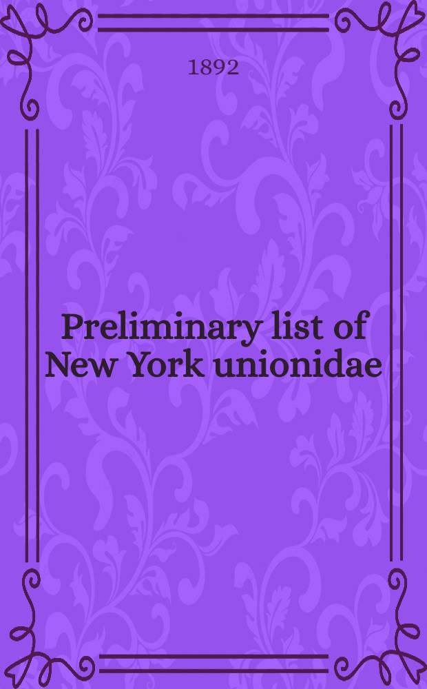 Preliminary list of New York unionidae