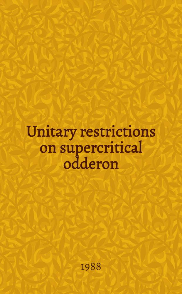 Unitary restrictions on supercritical odderon