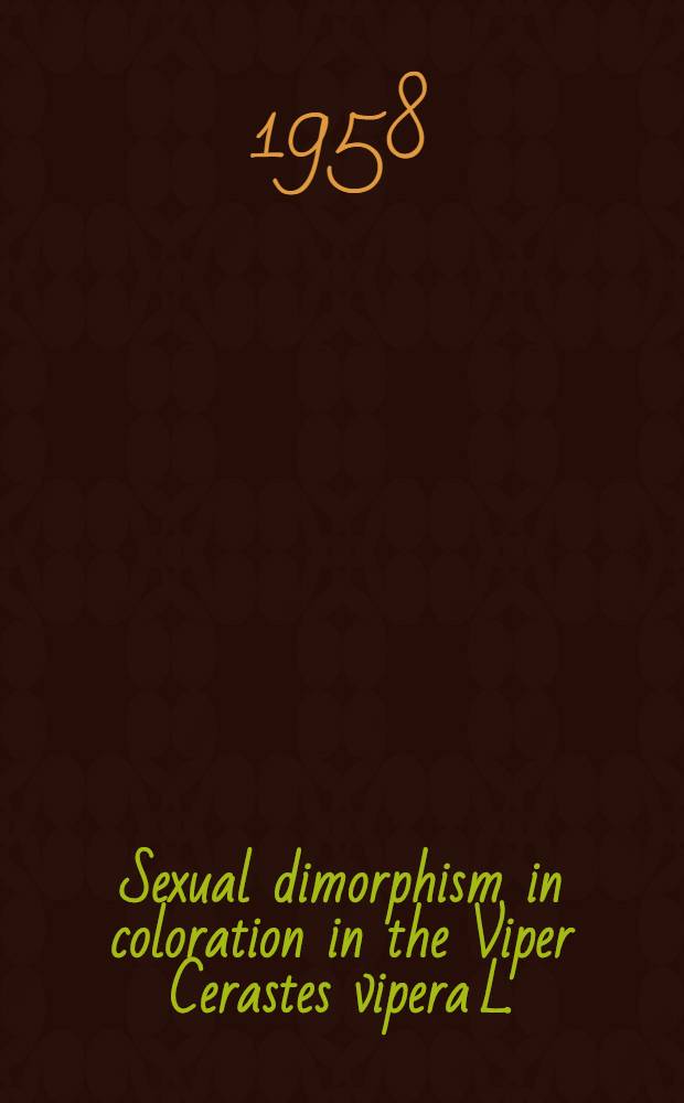 Sexual dimorphism in coloration in the Viper Cerastes vipera L.