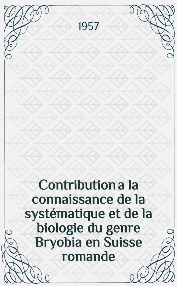 Contribution a la connaissance de la systématique et de la biologie du genre Bryobia en Suisse romande : Thèse présentée à l'École polytechnique fédérale, Zurich, pour l'obtention du grade de docteur ès sciences techniques