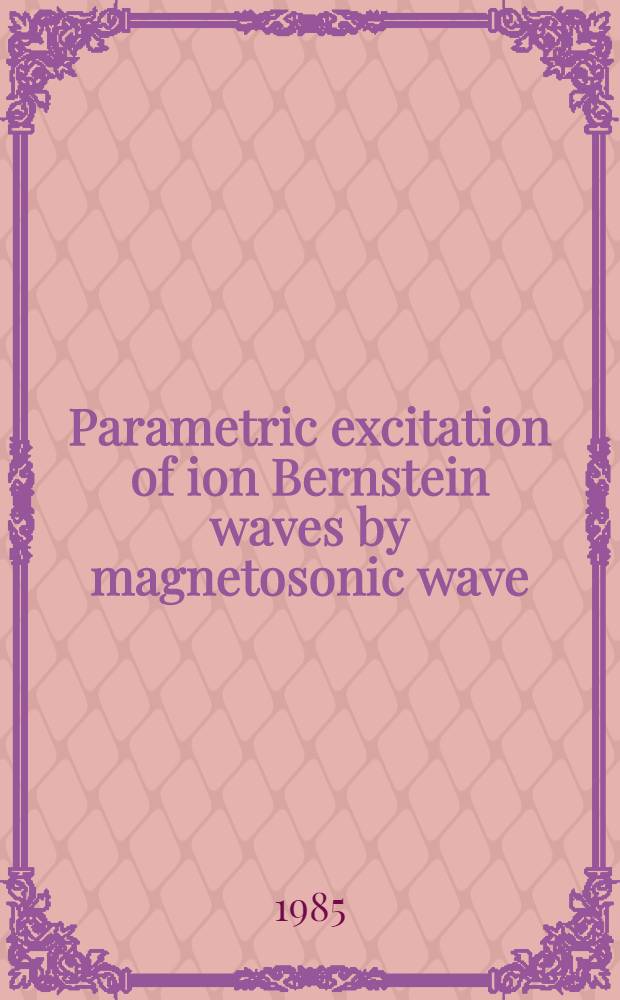 Parametric excitation of ion Bernstein waves by magnetosonic wave