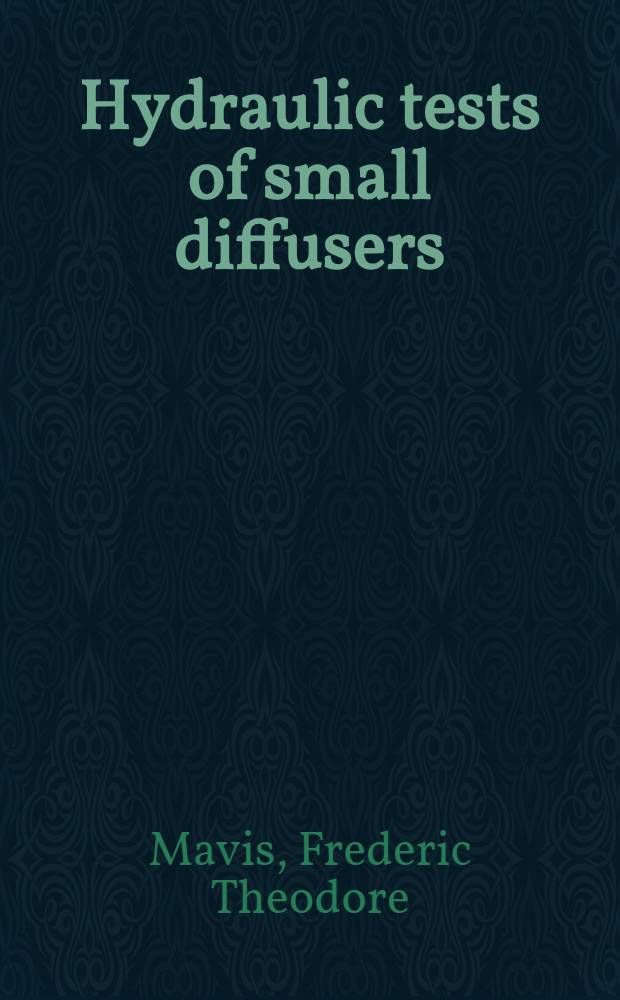 Hydraulic tests of small diffusers