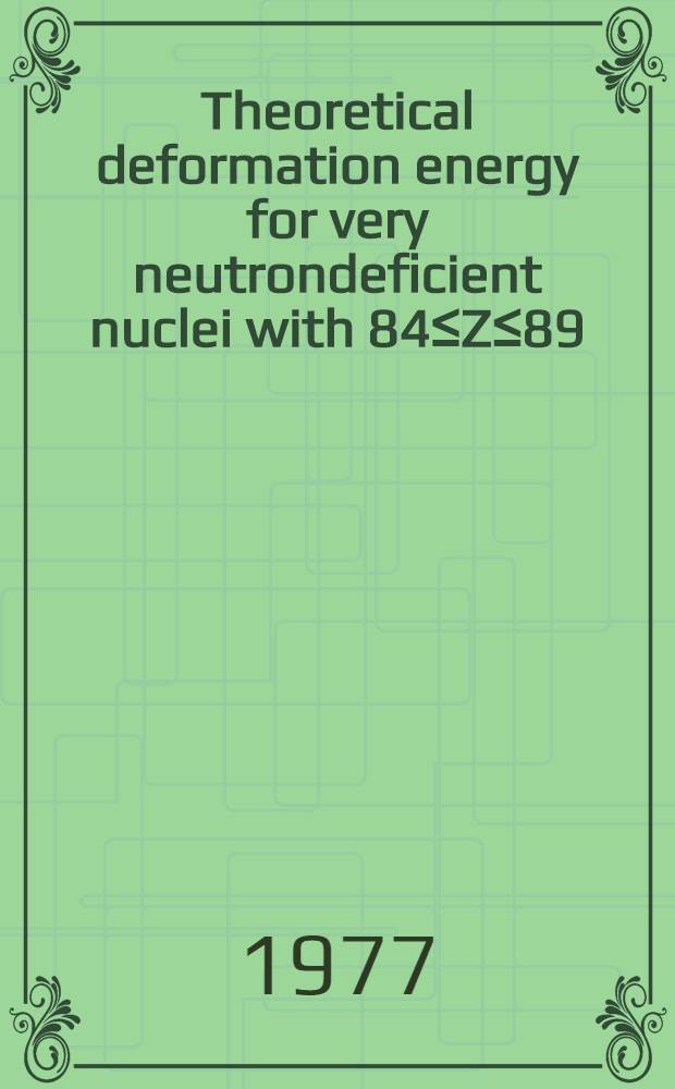 Theoretical deformation energy for very neutrondeficient nuclei with 84≤Z≤89