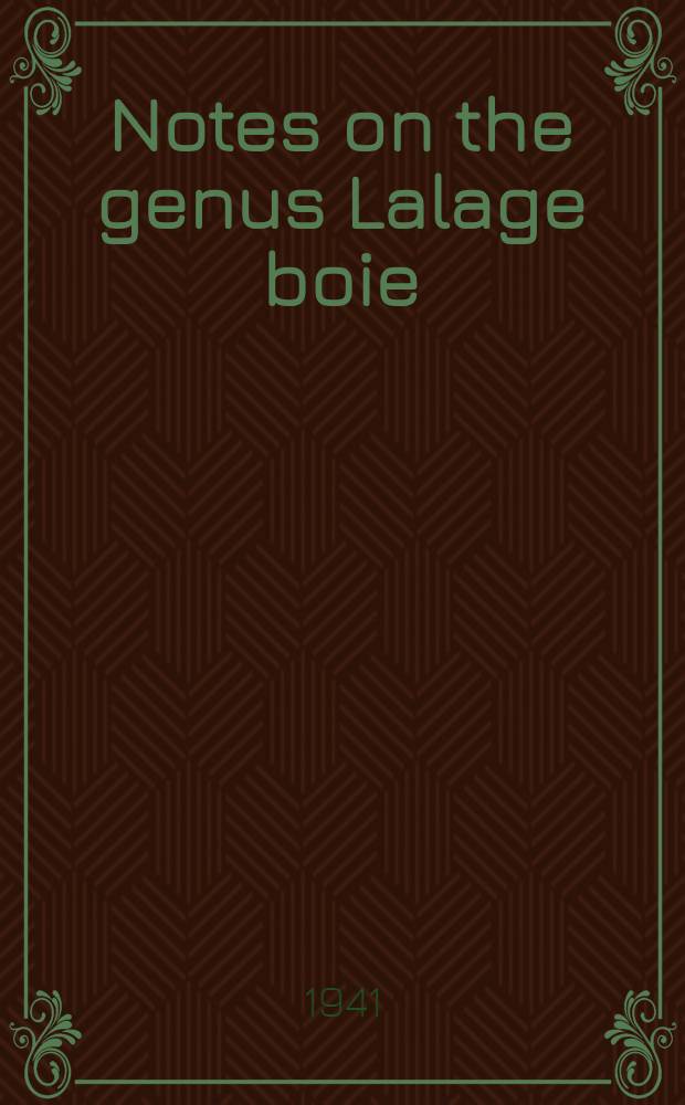 Notes on the genus Lalage boie
