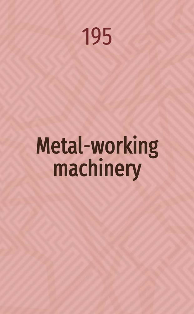 Metal-working machinery : Catalogue