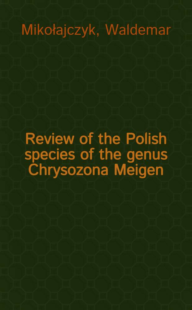 Review of the Polish species of the genus Chrysozona Meigen (Diptera, Tabanidae)
