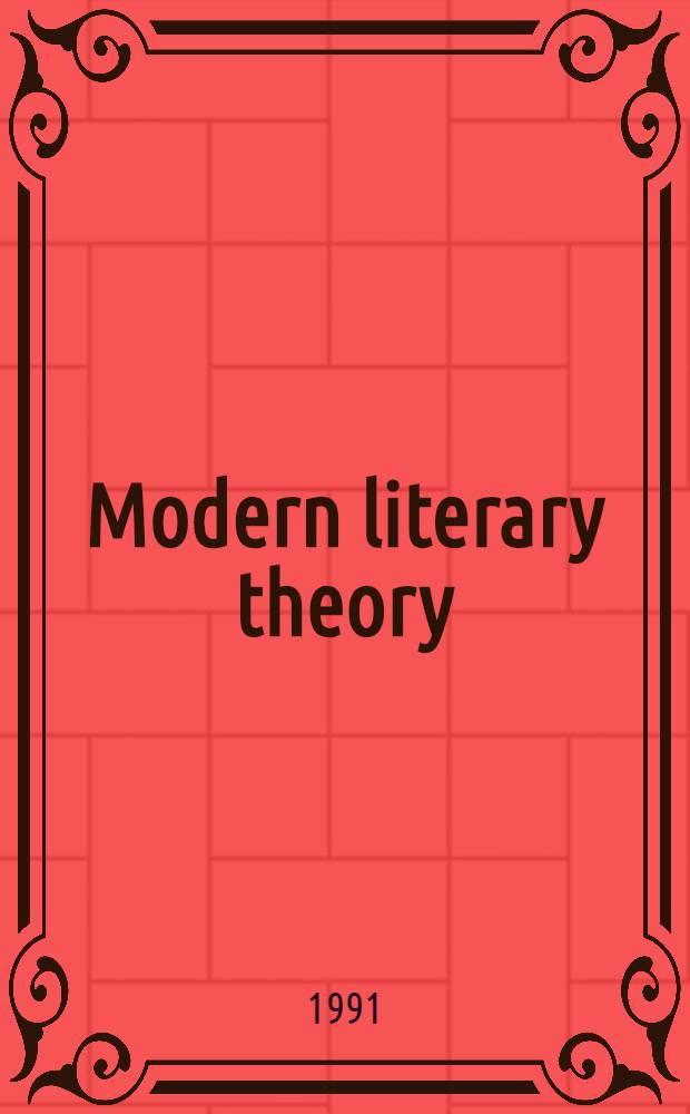 Modern literary theory : A comparative introd