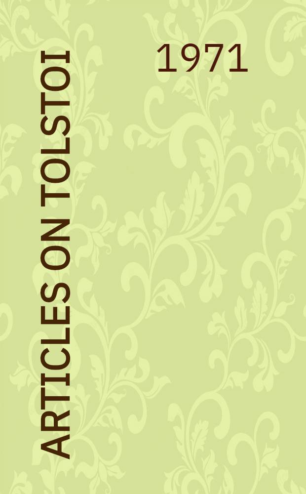 Articles on Tolstoi