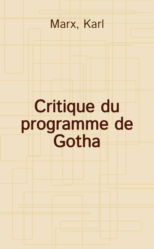 Critique du programme de Gotha