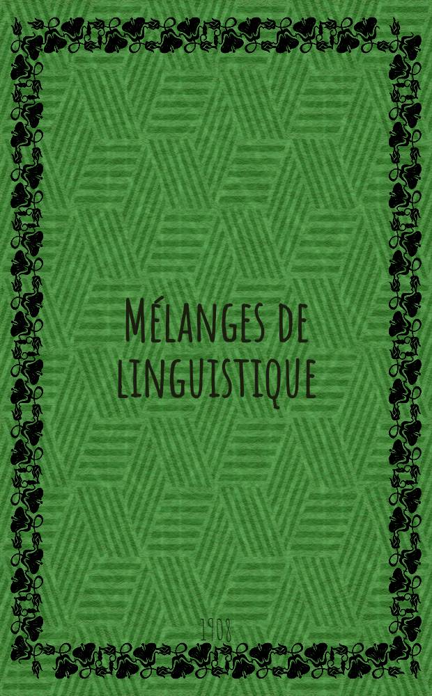 Mélanges de linguistique