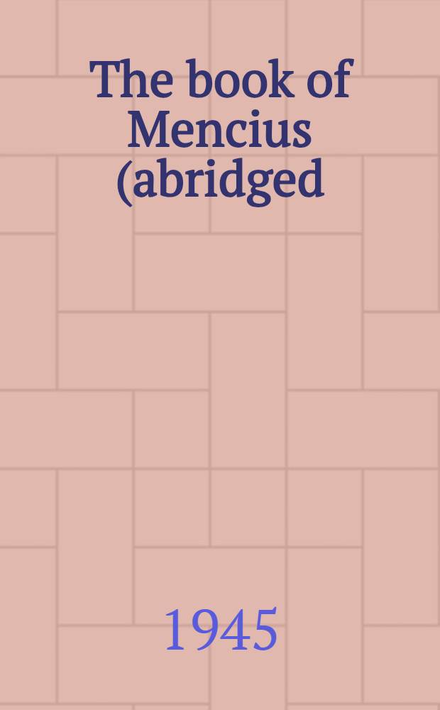 The book of Mencius (abridged)