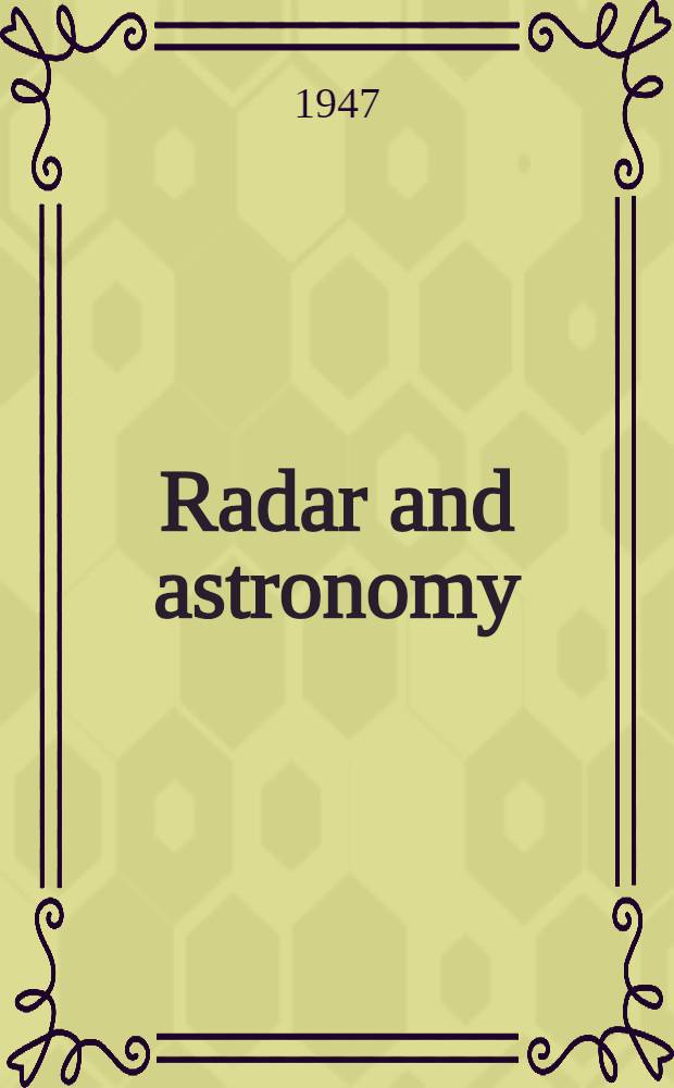 Radar and astronomy