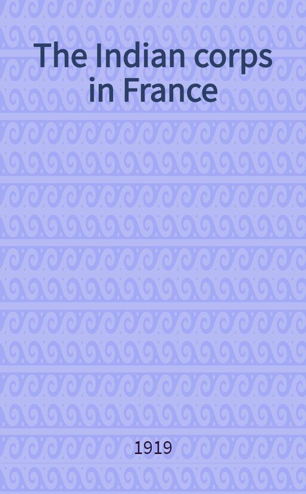 The Indian corps in France