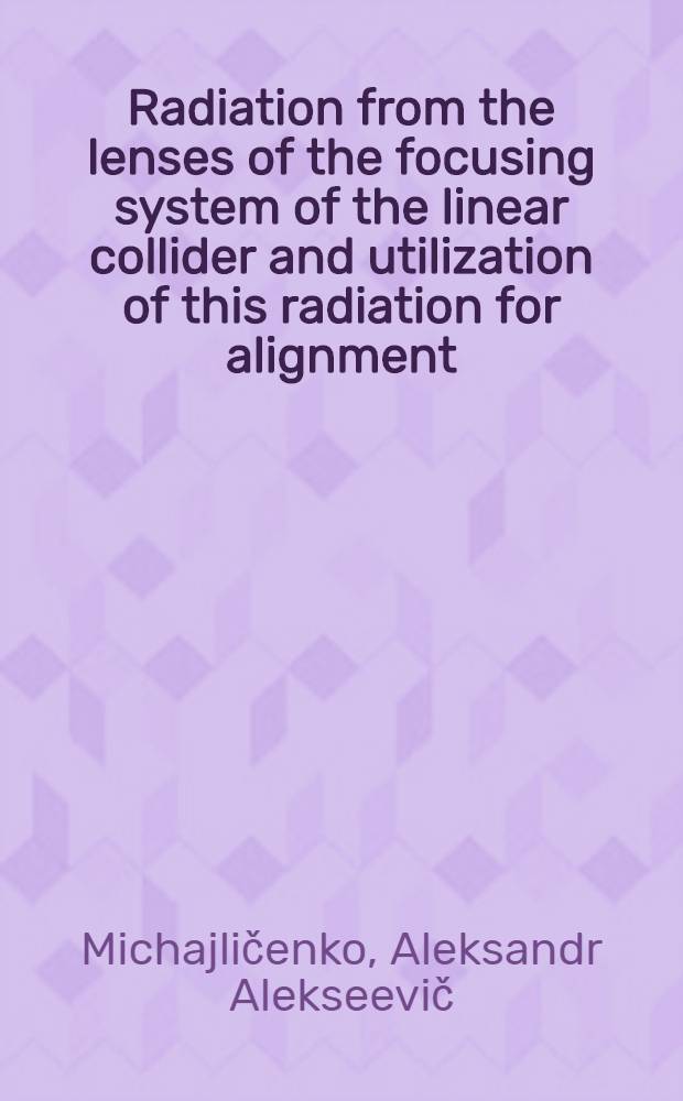 Radiation from the lenses of the focusing system of the linear collider and utilization of this radiation for alignment