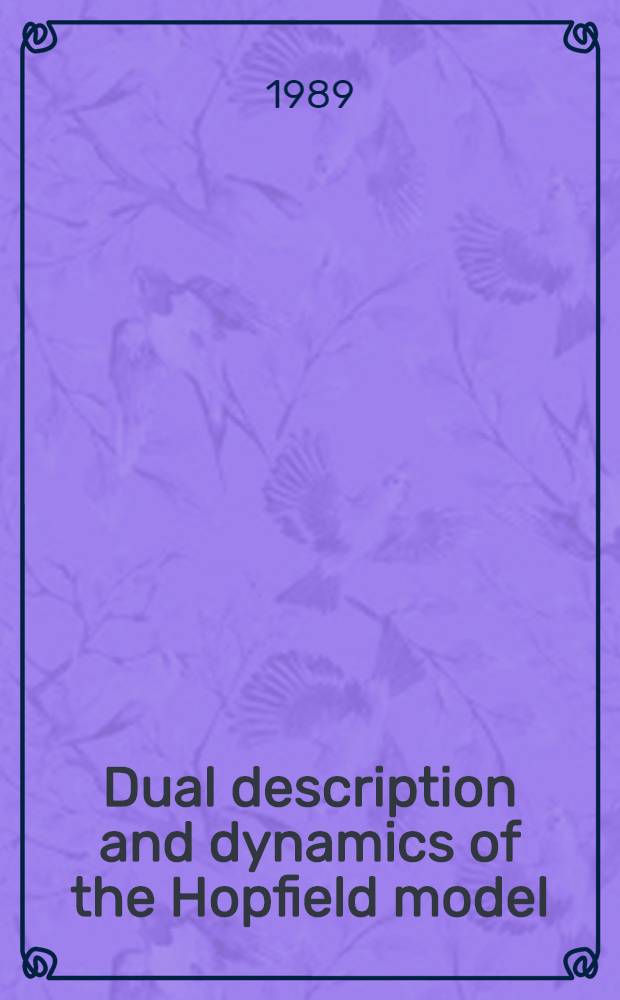 Dual description and dynamics of the Hopfield model