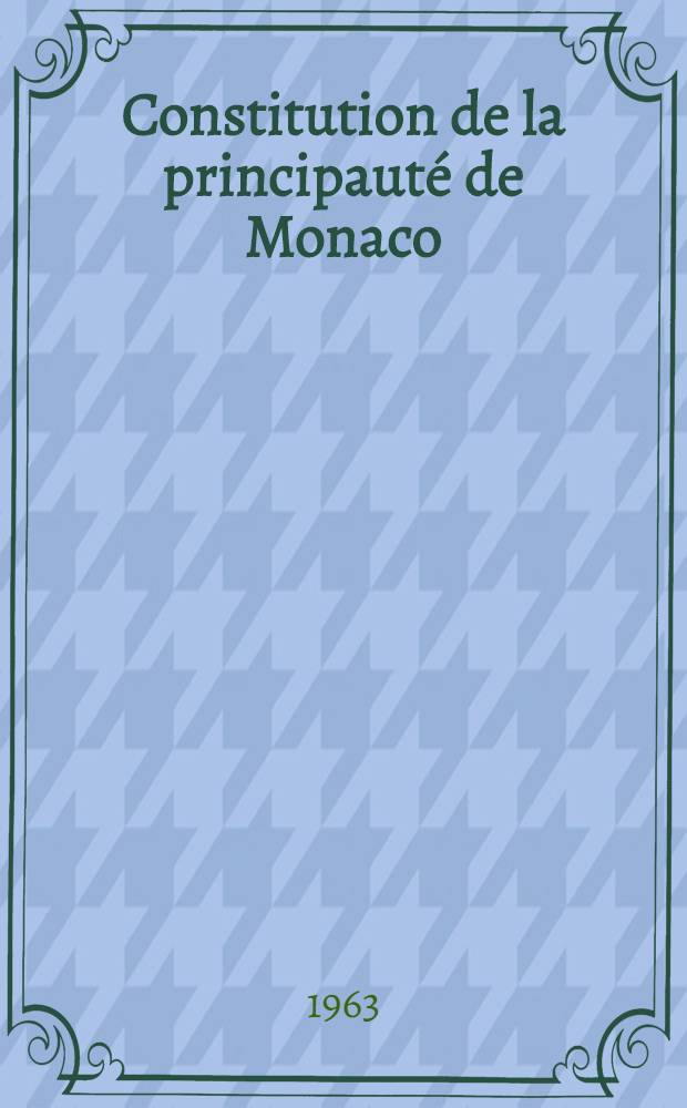 Constitution de la principauté de Monaco