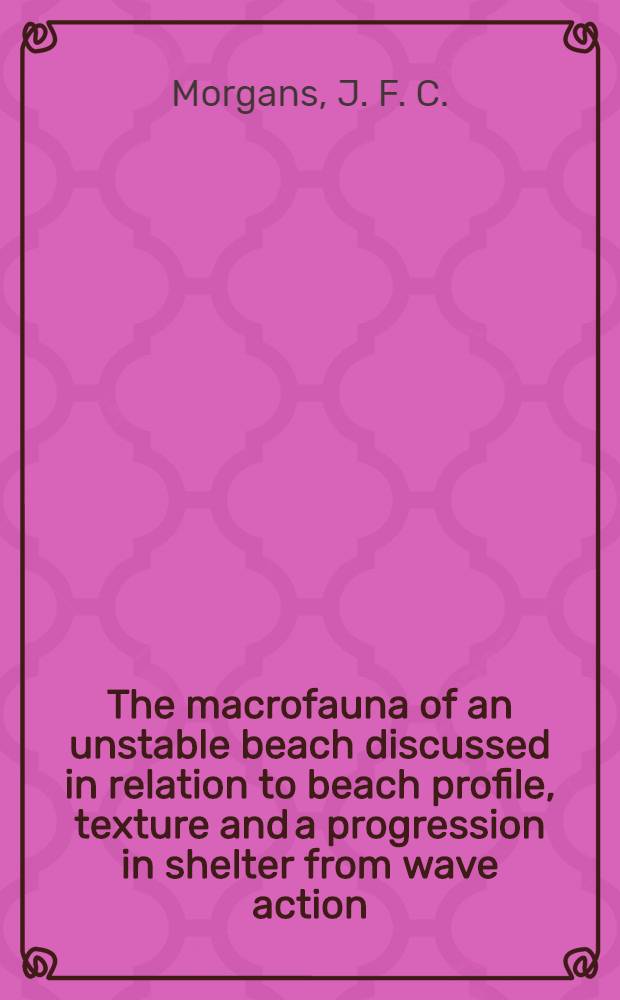 The macrofauna of an unstable beach discussed in relation to beach profile, texture and a progression in shelter from wave action