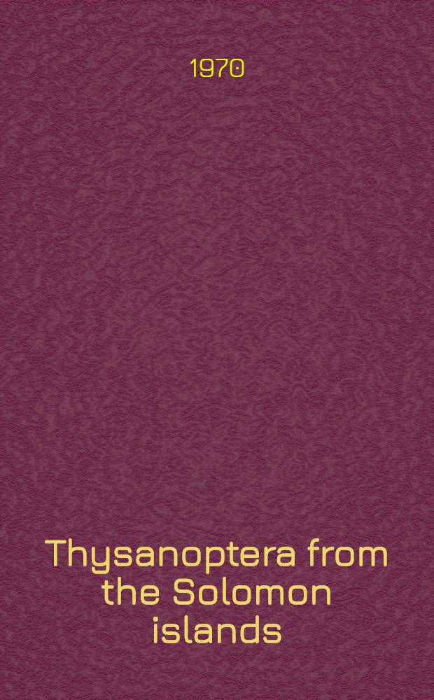 Thysanoptera from the Solomon islands