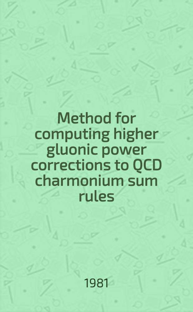 Method for computing higher gluonic power corrections to QCD charmonium sum rules