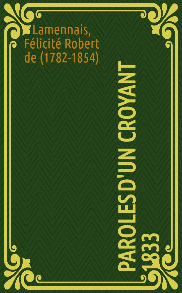 Paroles d'un croyant 1833
