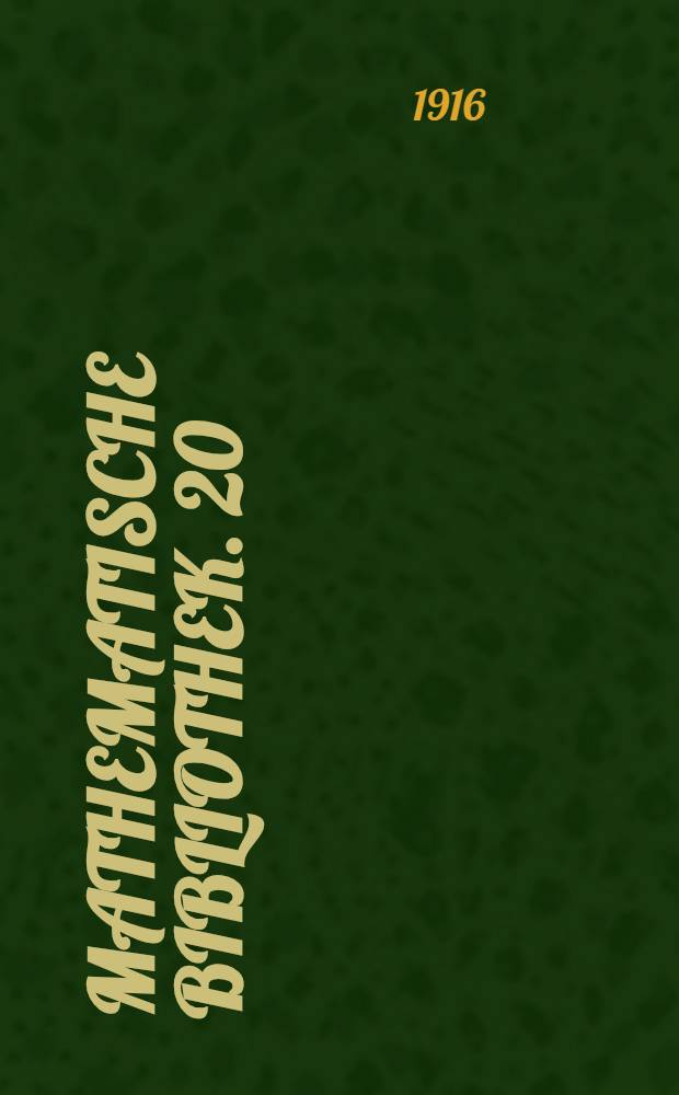 Mathematische Bibliothek. 20/21 : Mathematik und Malerei