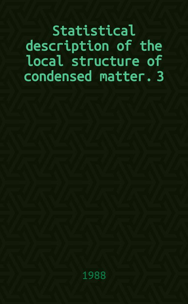 Statistical description of the local structure of condensed matter. 3 : Macroscopical systems