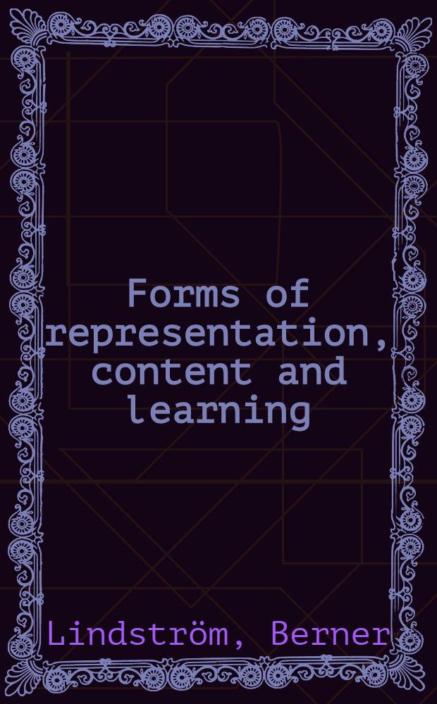 Forms of representation, content and learning