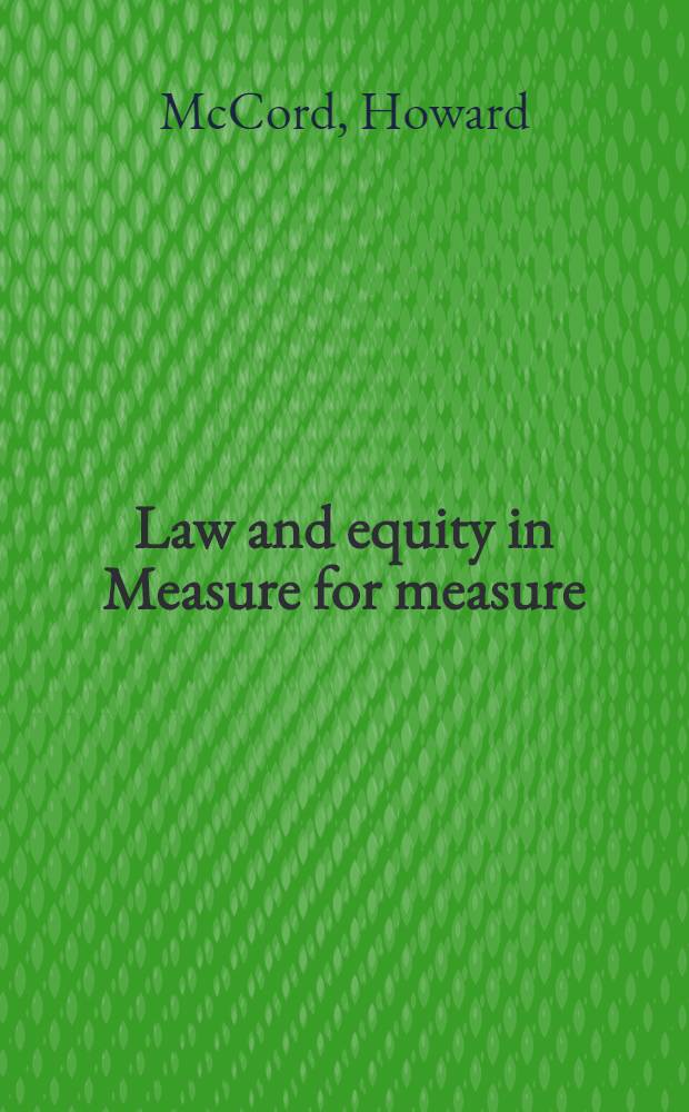 Law and equity in Measure for measure
