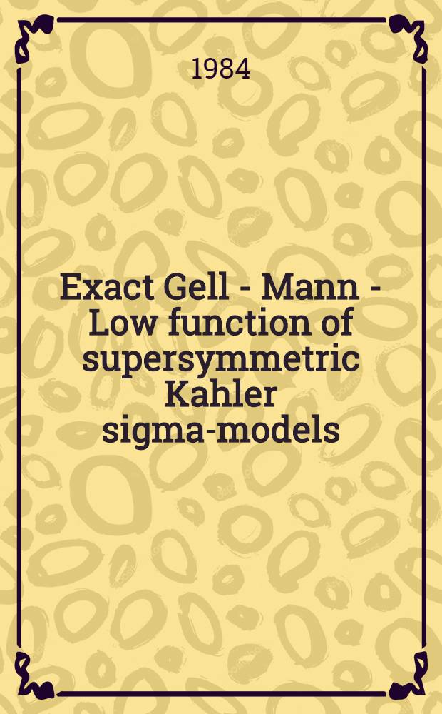 Exact Gell - Mann - Low function of supersymmetric Kahler sigma-models