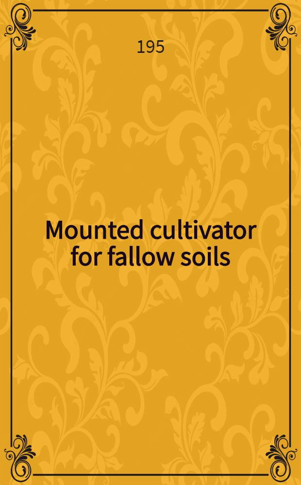 Mounted cultivator for fallow soils : Maintenance instructions