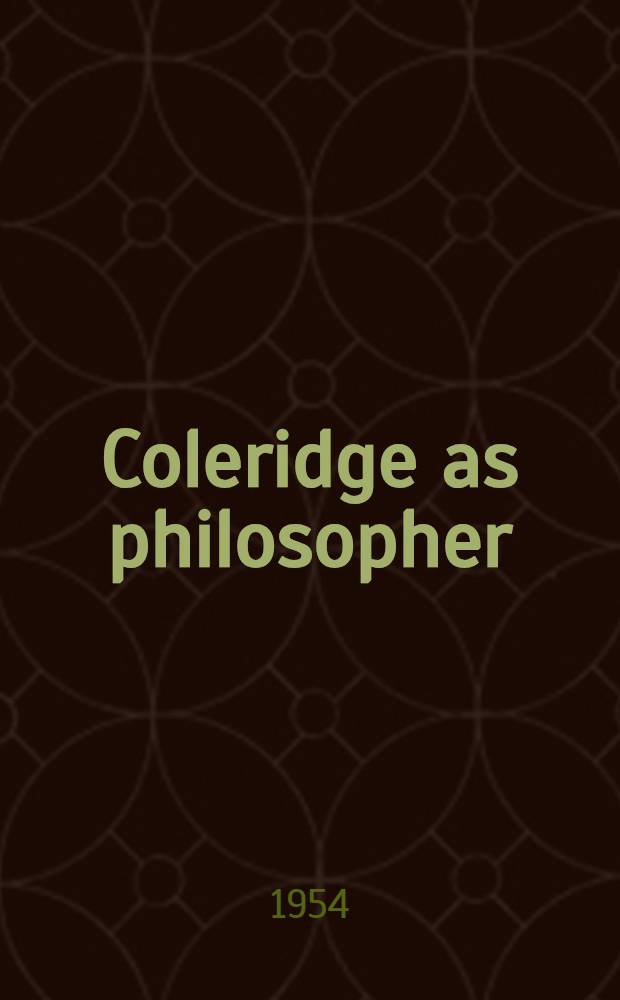 Coleridge as philosopher