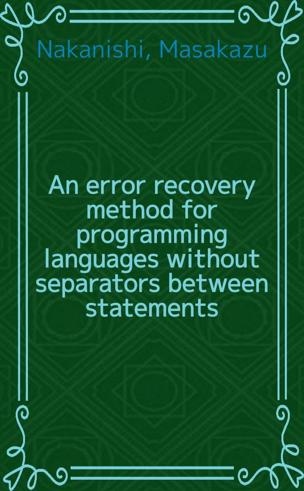 An error recovery method for programming languages without separators between statements