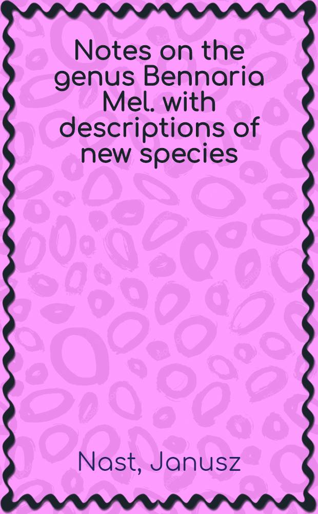 Notes on the genus Bennaria Mel. with descriptions of new species (Homoptera, Cixiidae)