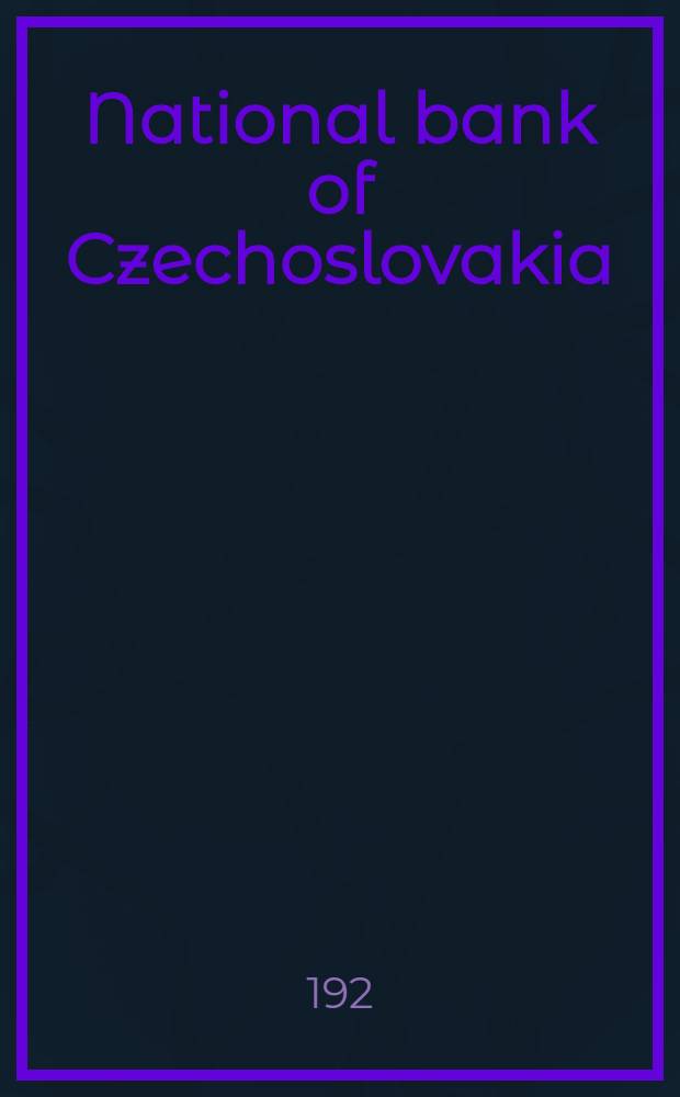 National bank of Czechoslovakia