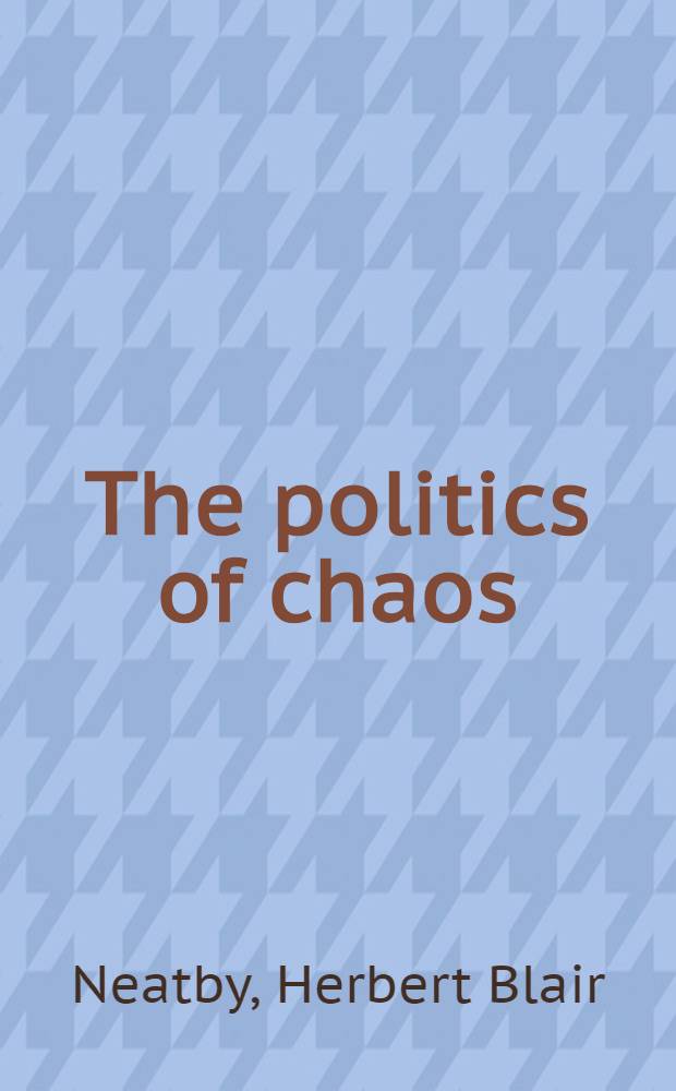 The politics of chaos : Canada in the thirties