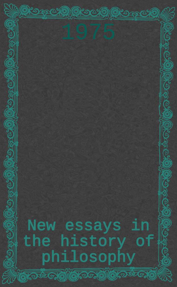 New essays in the history of philosophy