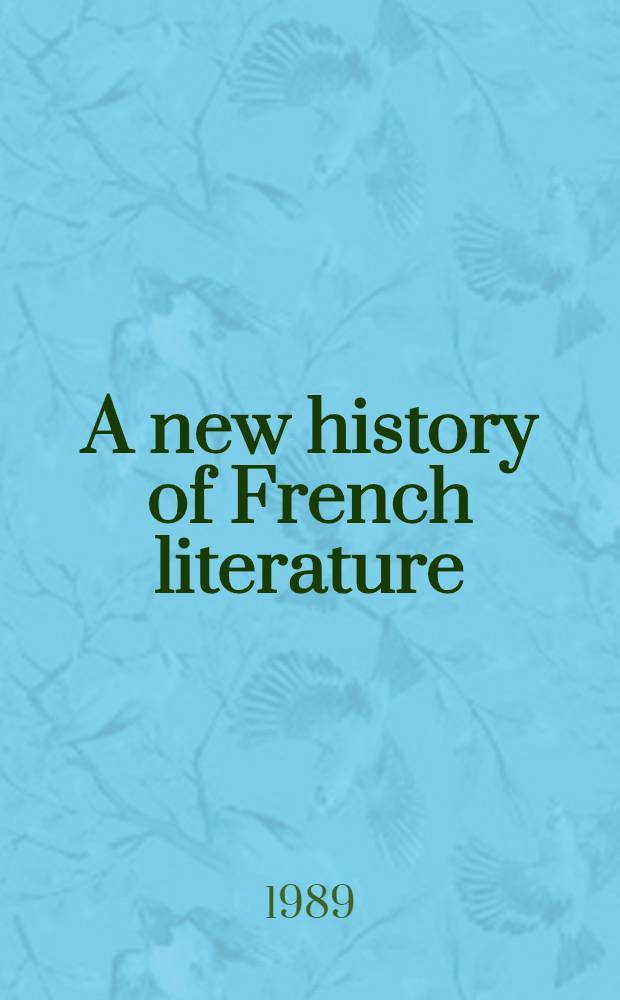 A new history of French literature