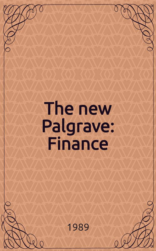 The new Palgrave: Finance