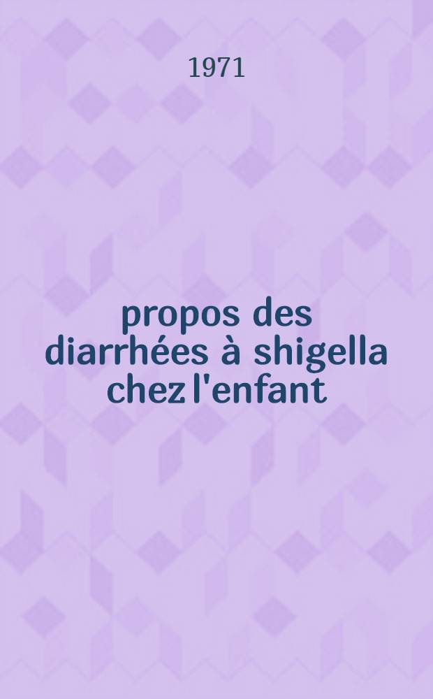 À propos des diarrhées à shigella chez l'enfant : Notions générales et présentation de cas personnels : Thèse ..