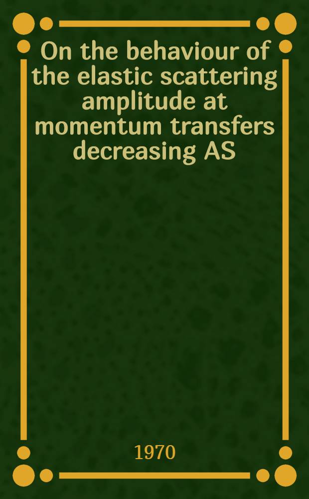On the behaviour of the elastic scattering amplitude at momentum transfers decreasing AS (In s)⁻²