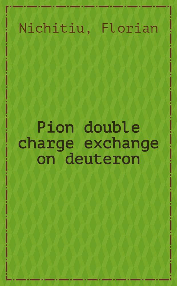 Pion double charge exchange on deuteron : Submitted to the All-Union seminar "Programme of experiments of meson factory of INR AS USSR", Zvenigorod, 11-15 Apr., 1987