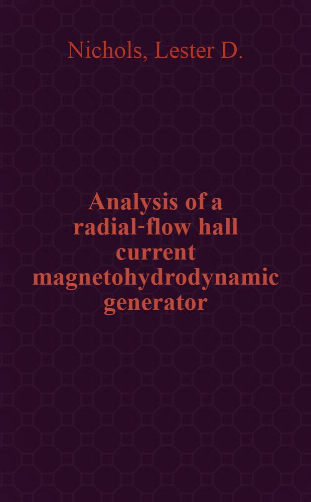 Analysis of a radial-flow hall current magnetohydrodynamic generator