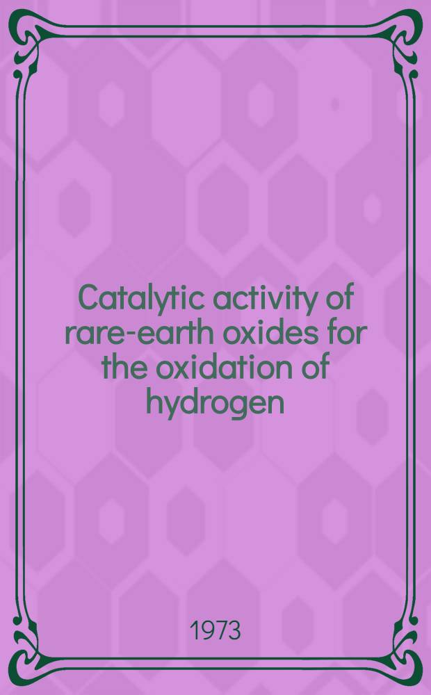 Catalytic activity of rare-earth oxides for the oxidation of hydrogen